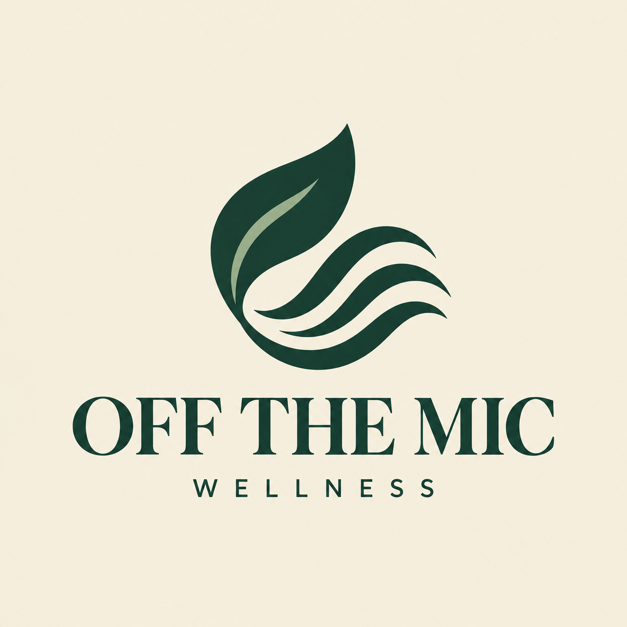 Off the Mic Wellness leaf and sound-wave logo